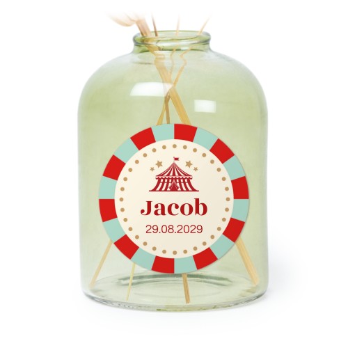 Personalised Green Glass Vase with Round Stickers – Set of 6