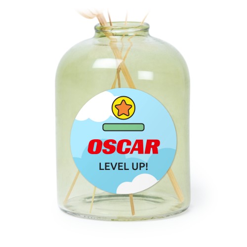 Glazen vaasjes groen met ronde sticker - set van 6