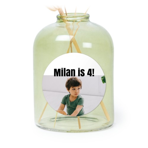 Mini-Glasvase grün mit Aufkleber Rund - 6 Stück