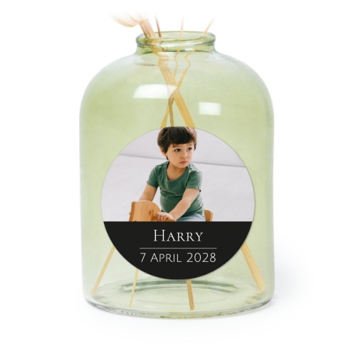 Personalised Green Glass Vase with Round Stickers – Set of 6