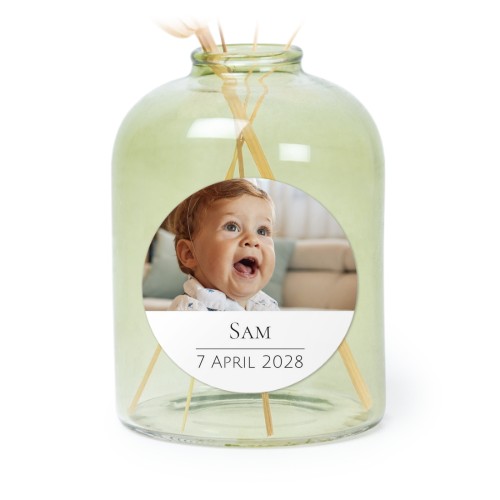 Glazen vaasjes groen met ronde sticker - set van 6
