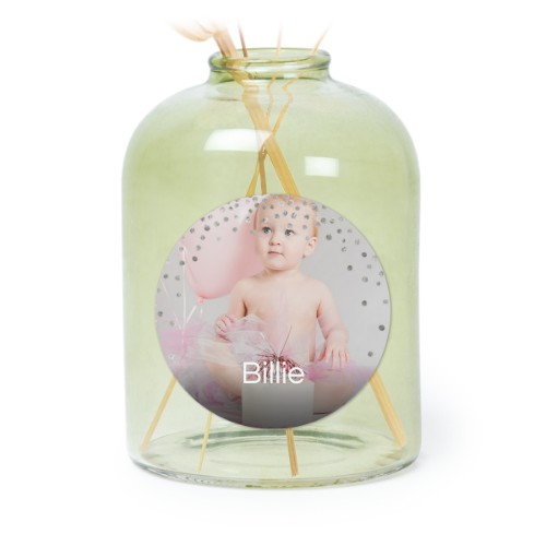 Petit vase verre vert avec autocollant rond - Lot de 6 Petit vase verre vert avec autocollant rond - Lot de 6