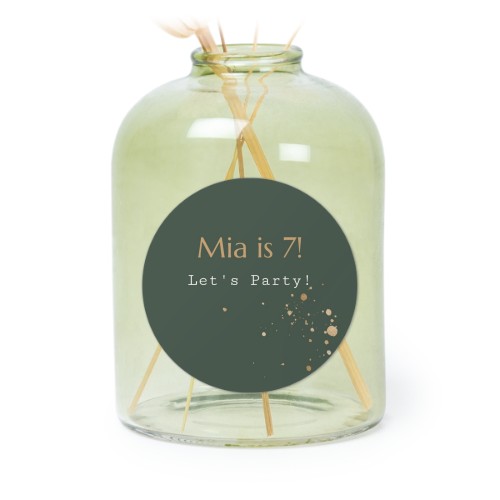 Petit vase verre vert avec autocollant rond - Lot de 6