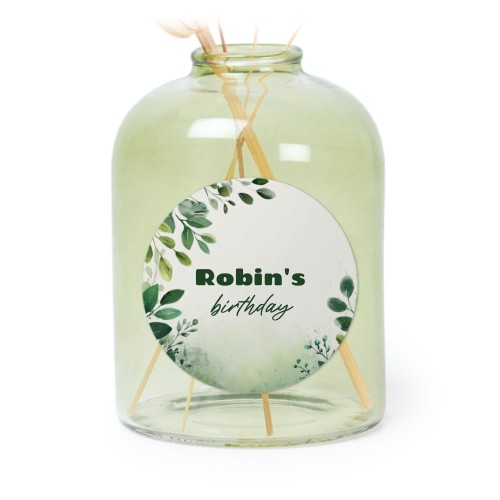 Personalised Green Glass Vase with Round Stickers – Set of 6 Personalised Green Glass Vase with Round Stickers – Set of 6