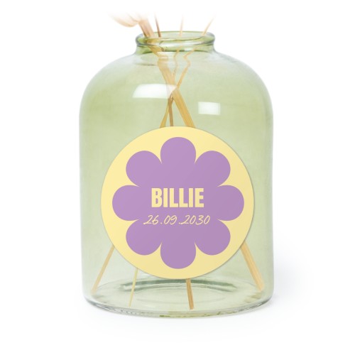 Petit vase verre vert avec autocollant rond - Lot de 6