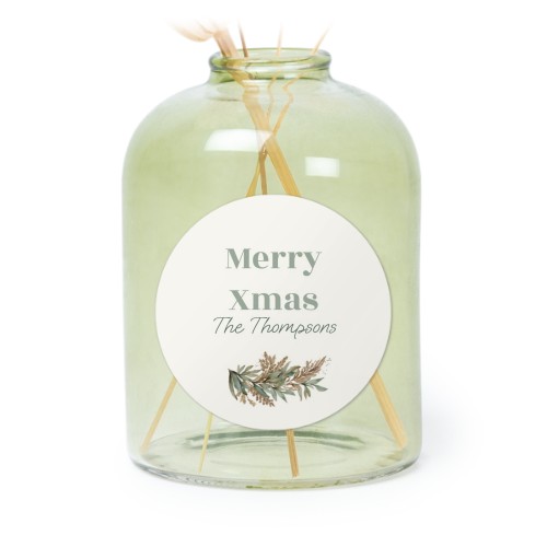 Personalised Green Glass Vase with Round Stickers – Set of 6
