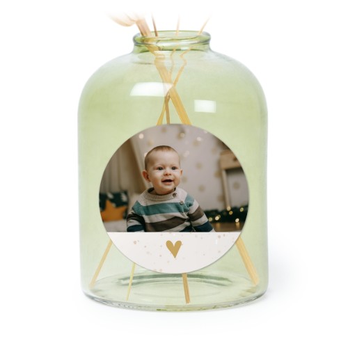 Petit vase verre vert avec autocollant rond - Lot de 6 Petit vase verre vert avec autocollant rond - Lot de 6