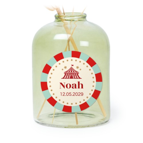 Personalised Green Glass Vase with Round Stickers – Set of 6