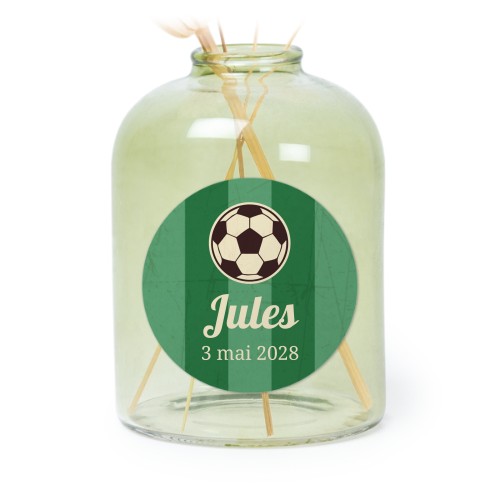 Petit vase verre vert avec autocollant rond - Lot de 6