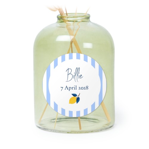 Personalised Green Glass Vase with Round Stickers – Set of 6