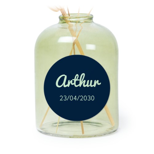 Personalised Green Glass Vase with Round Stickers – Set of 6