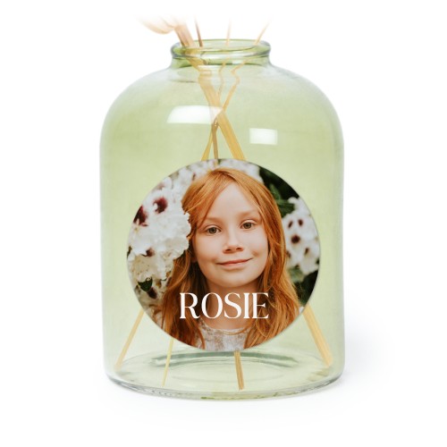 Glazen vaasjes groen met ronde sticker - set van 6