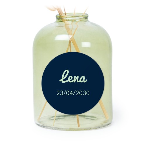 Personalised Green Glass Vase with Round Stickers – Set of 6