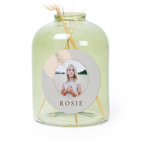 Personalised Green Glass Vase with Round Stickers – Set of 6