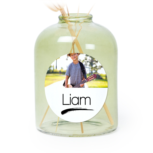 Mini-Glasvase grün mit Aufkleber Rund - 6 Stück