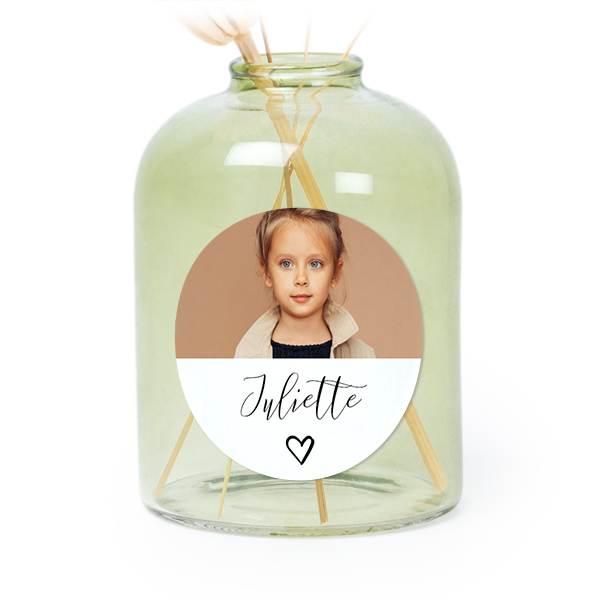 Petit vase verre vert avec autocollant rond - Lot de 6 Petit vase verre vert avec autocollant rond - Lot de 6