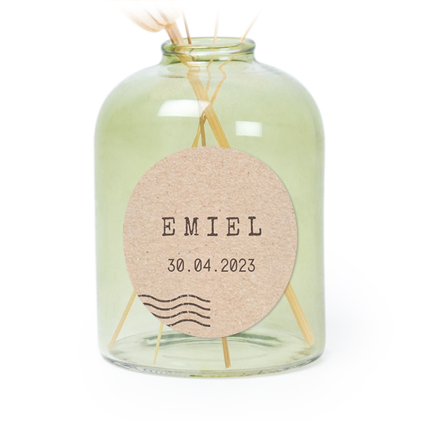 Petit vase verre vert avec autocollant rond - Lot de 6