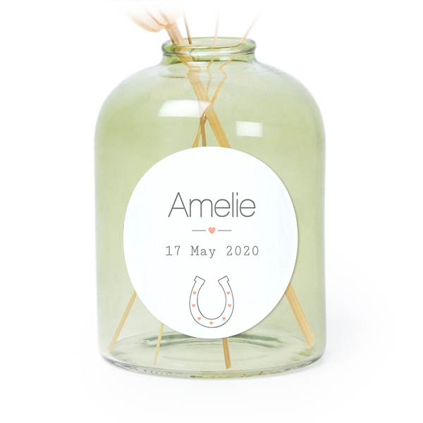Petit vase verre vert avec autocollant rond - Lot de 6 Petit vase verre vert avec autocollant rond - Lot de 6