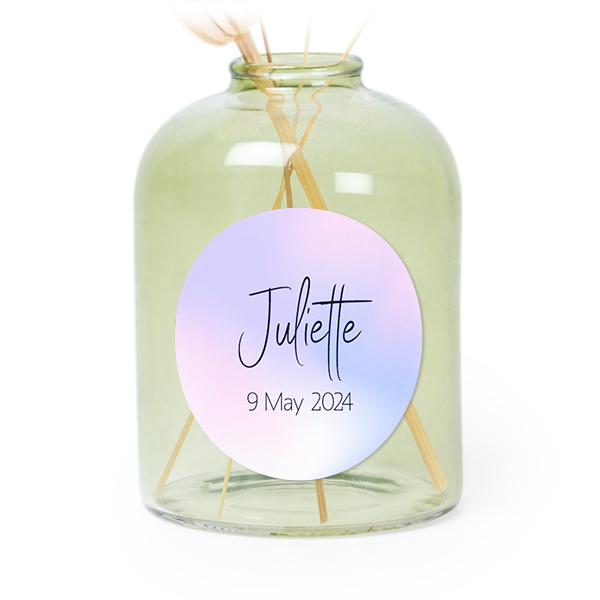 Petit vase verre vert avec autocollant rond - Lot de 6 Petit vase verre vert avec autocollant rond - Lot de 6