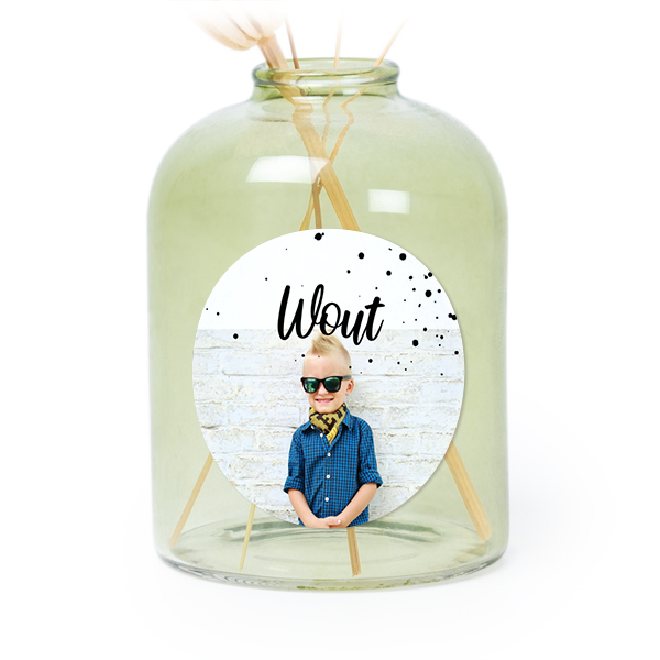 Petit vase verre vert avec autocollant rond - Lot de 6 Petit vase verre vert avec autocollant rond - Lot de 6