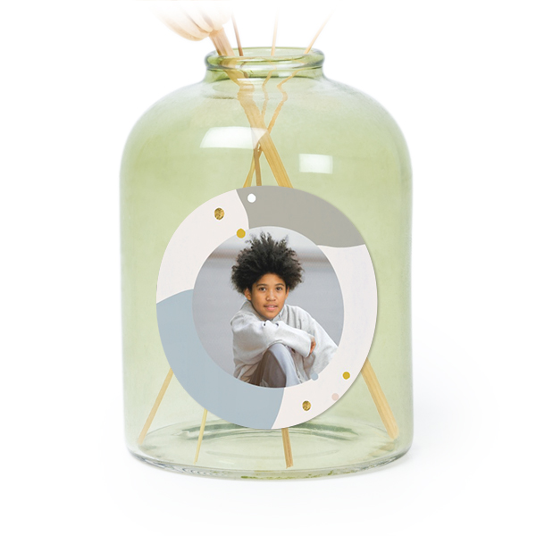 Petit vase verre vert avec autocollant rond - Lot de 6 Petit vase verre vert avec autocollant rond - Lot de 6
