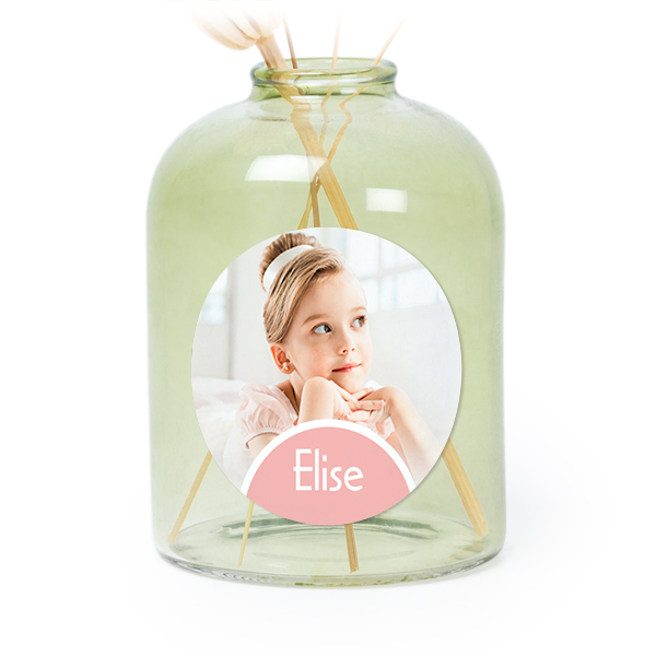Petit vase verre vert avec autocollant rond - Lot de 6 Petit vase verre vert avec autocollant rond - Lot de 6