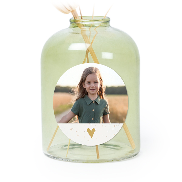 Personalised Green Glass Vase with Round Stickers – Set of 6