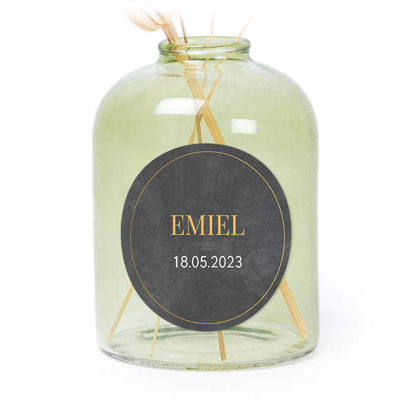 Petit vase verre vert avec autocollant rond - Lot de 6 Petit vase verre vert avec autocollant rond - Lot de 6