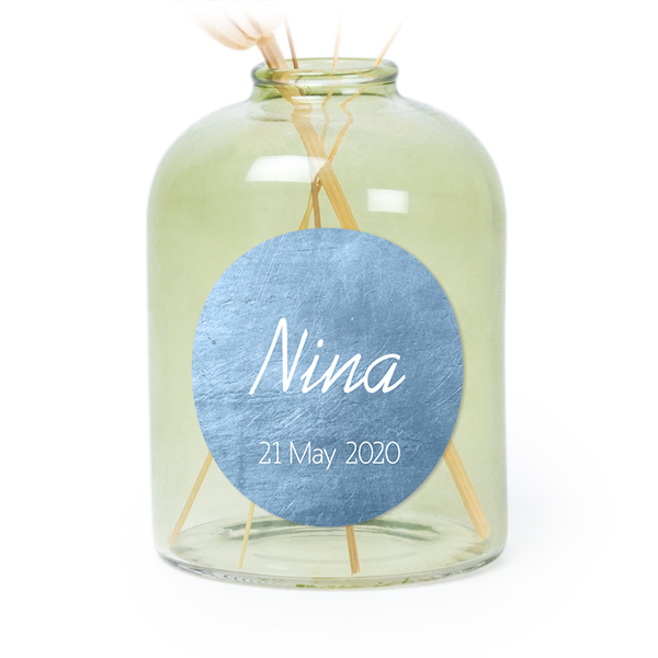 Petit vase verre vert avec autocollant rond - Lot de 6 Petit vase verre vert avec autocollant rond - Lot de 6