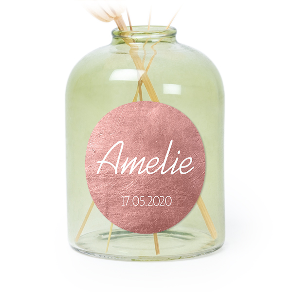 Petit vase verre vert avec autocollant rond - Lot de 6 Petit vase verre vert avec autocollant rond - Lot de 6