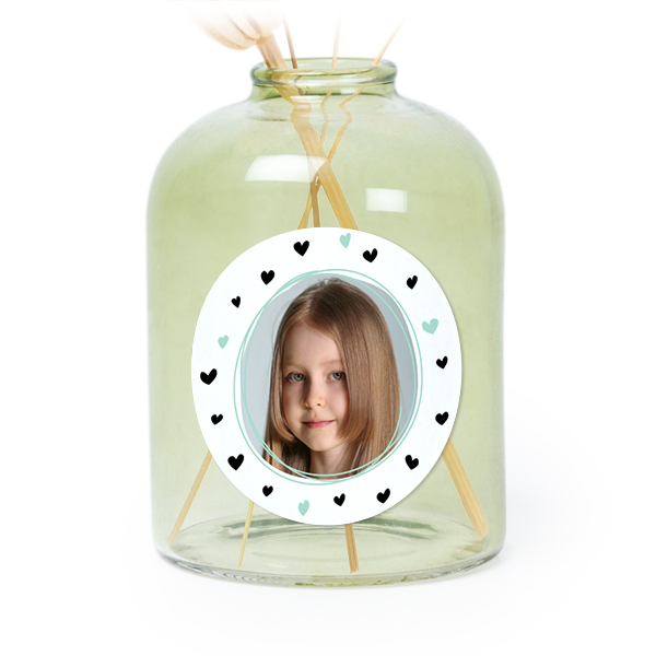 Personalised Green Glass Vase with Round Stickers – Set of 6
