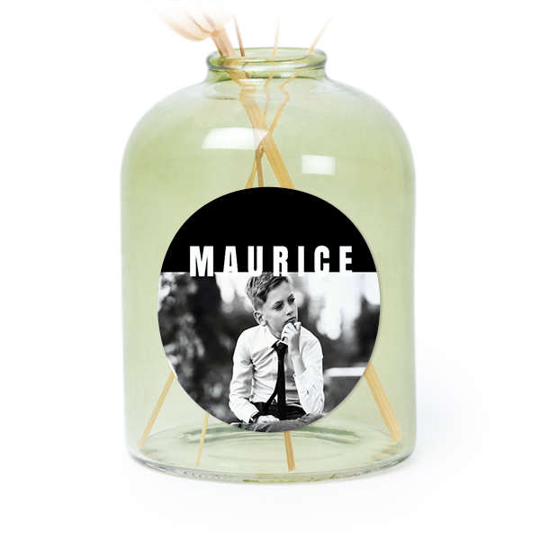 Personalised Green Glass Vase with Round Stickers – Set of 6