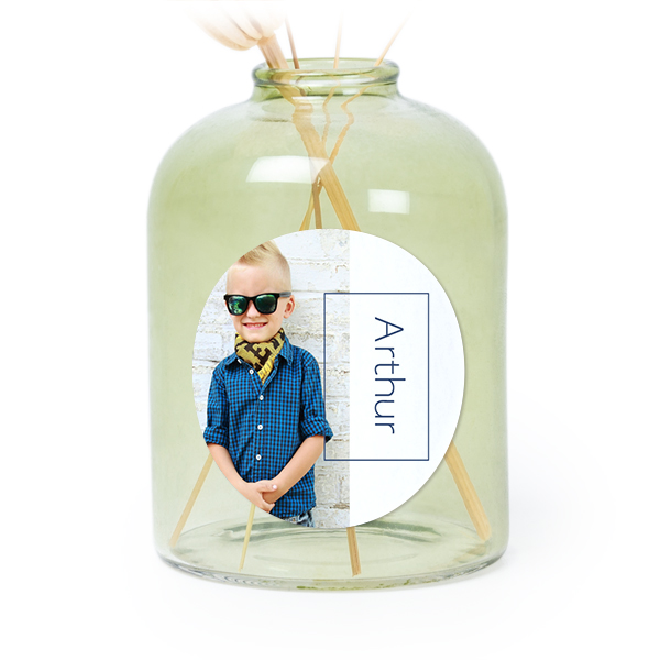 Personalised Green Glass Vase with Round Stickers – Set of 6 Personalised Green Glass Vase with Round Stickers – Set of 6