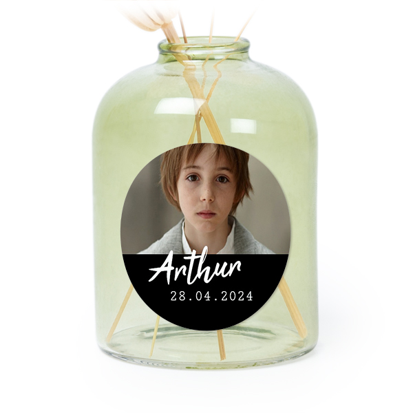 Mini-Glasvase grün mit Aufkleber Rund - 6 Stück