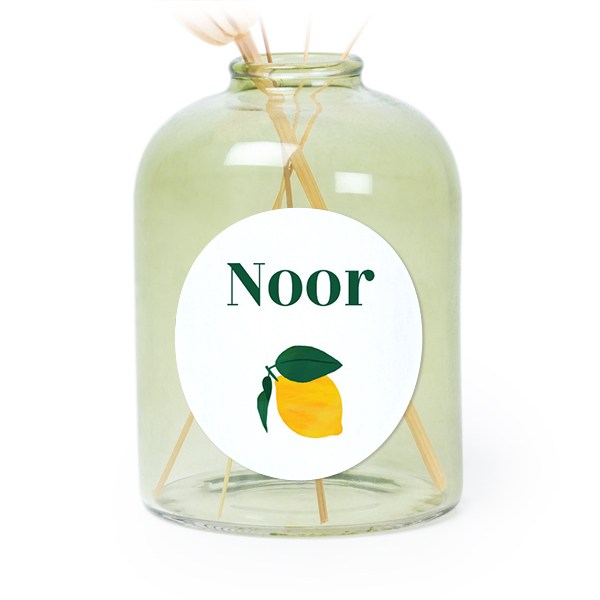 Glazen vaasjes groen met ronde sticker - set van 6