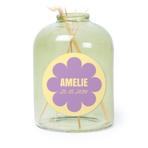 Petit vase verre vert avec autocollant rond - Lot de 6