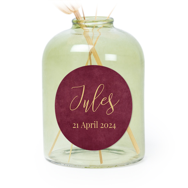 Personalised Green Glass Vase with Round Stickers – Set of 6