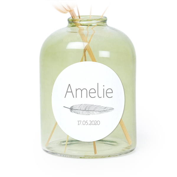 Petit vase verre vert avec autocollant rond - Lot de 6 Petit vase verre vert avec autocollant rond - Lot de 6
