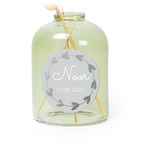 Små vaser grønn med runde klistermerker - 6 stk