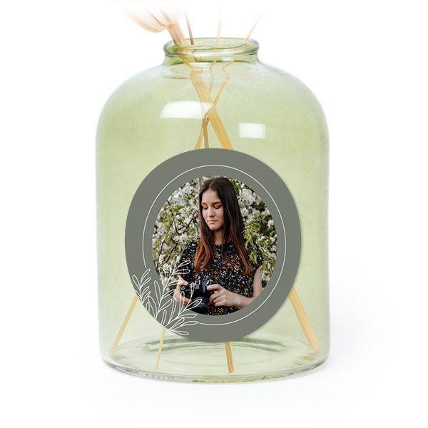 Små grønne vaser med runde klistermærker – 6 stk