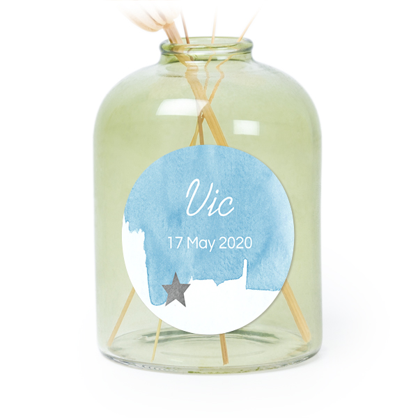 Petit vase verre vert avec autocollant rond - Lot de 6 Petit vase verre vert avec autocollant rond - Lot de 6