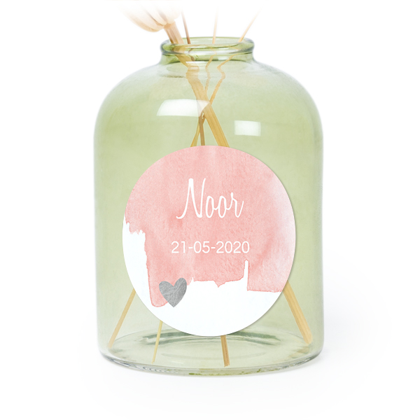 Petit vase verre vert avec autocollant rond - Lot de 6 Petit vase verre vert avec autocollant rond - Lot de 6