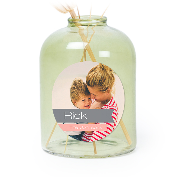 Personalised Green Glass Vase with Round Stickers – Set of 6