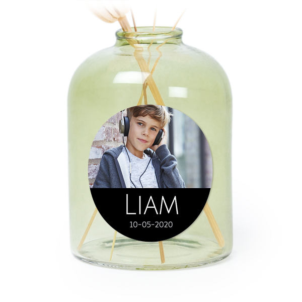 Personalised Green Glass Vase with Round Stickers – Set of 6