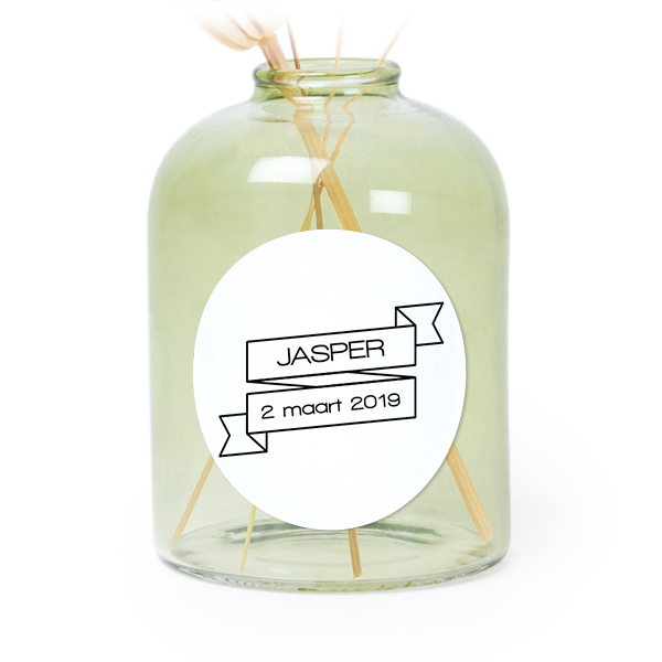 Petit vase verre vert avec autocollant rond - Lot de 6