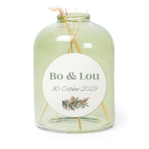 Personalised Green Glass Vase with Round Stickers – Set of 6 Personalised Green Glass Vase with Round Stickers – Set of 6