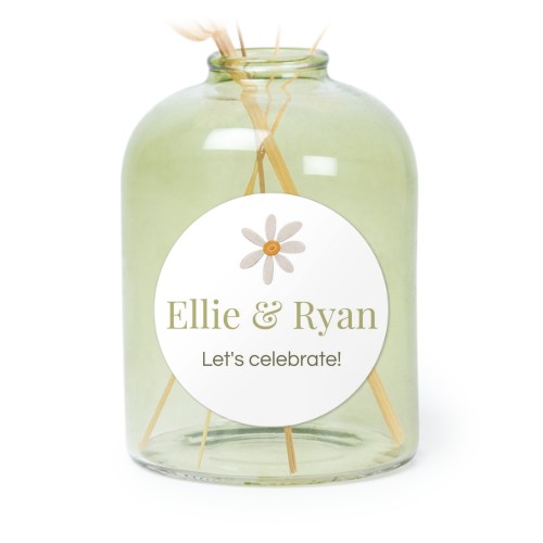 Personalised Green Glass Vase with Round Stickers – Set of 6