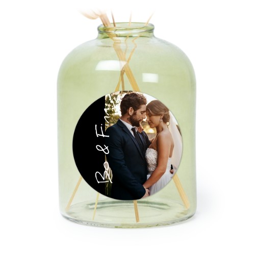 Petit vase verre vert avec autocollant rond - Lot de 6