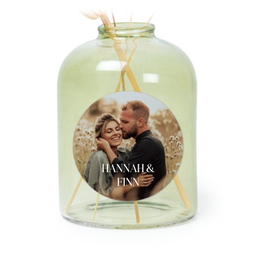 Petit vase verre vert avec autocollant rond - Lot de 6