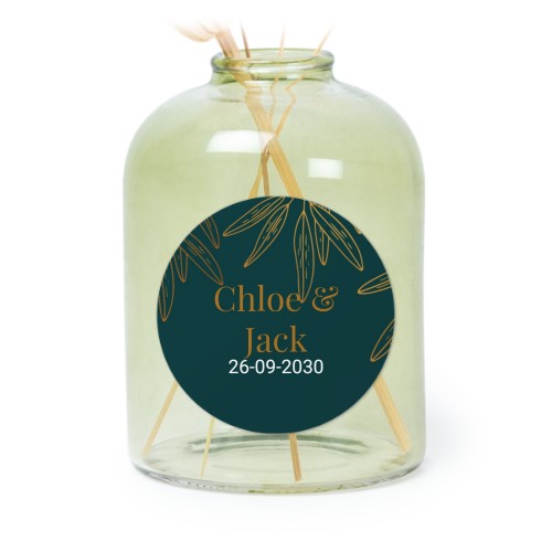 Petit vase verre vert avec autocollant rond - Lot de 6